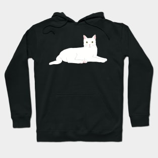 The White cat chilling and watching you, waiting for some playtime Hoodie